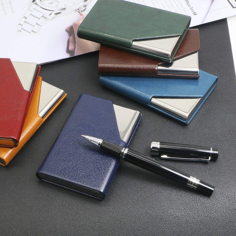 Padike Business Card Holder, PU Leather & Stainless Steel Multi Card Case for Men & Women, Name Card Holder, Credit Card Wallet, ID Case/Holder with Magnetic Closure (Z-Seagreen) - Image 2